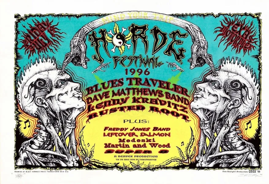 1996 HORDE w/ Dave Matthews Band & Blues Traveler - Silkscreen Concert Poster by Emek