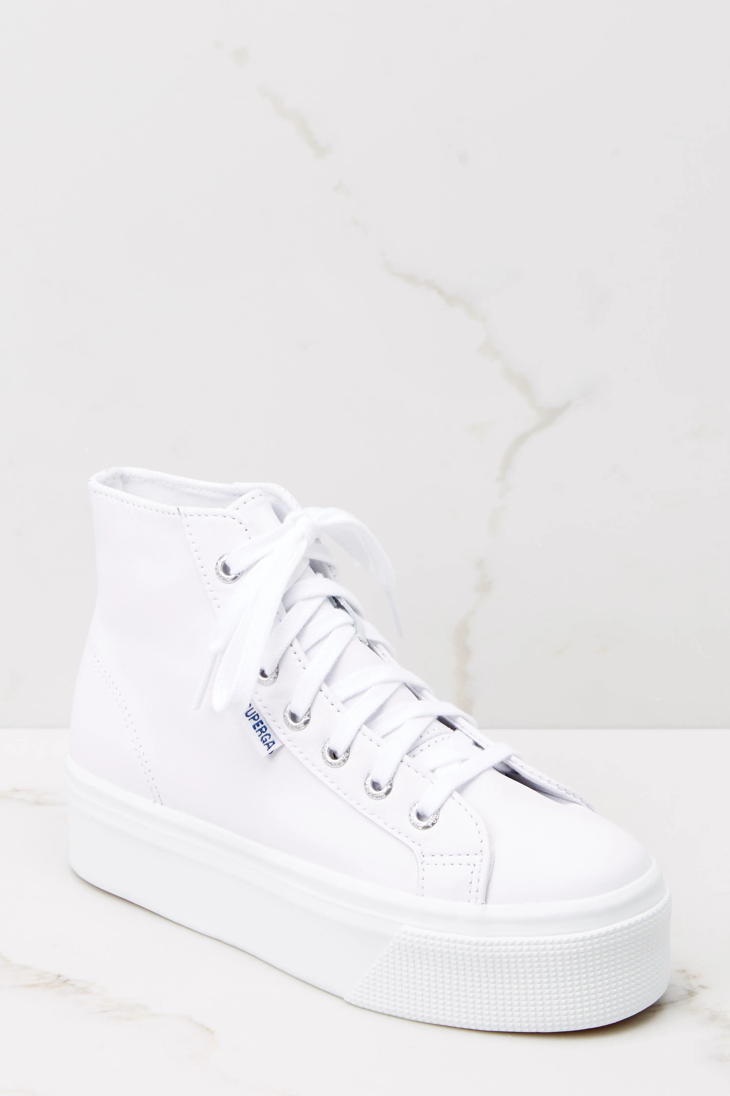 2705 Nappa White Leather Hi Top Platform Sneakers