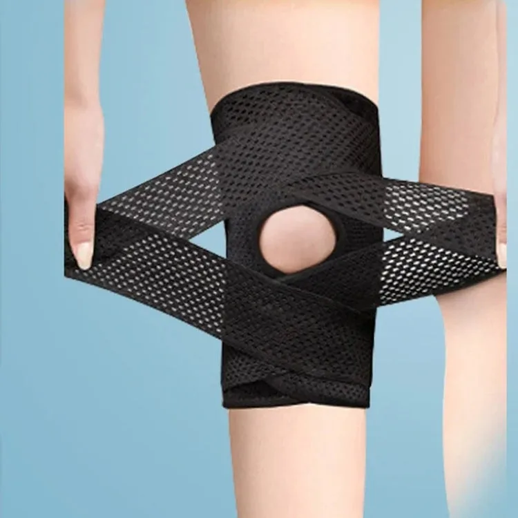 4th Generation Breathable Knee Guard Adjustable Thin Sports Running Cycling Mountaineering Meniscus Knee Joint Patella Strap, Size: M(Black)