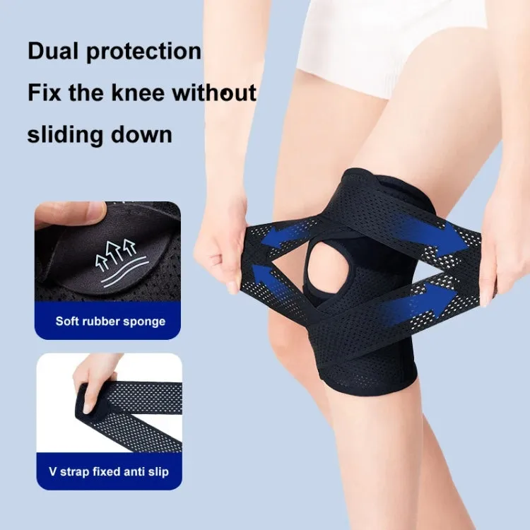 4th Generation Breathable Knee Guard Adjustable Thin Sports Running Cycling Mountaineering Meniscus Knee Joint Patella Strap, Size: M(Black)