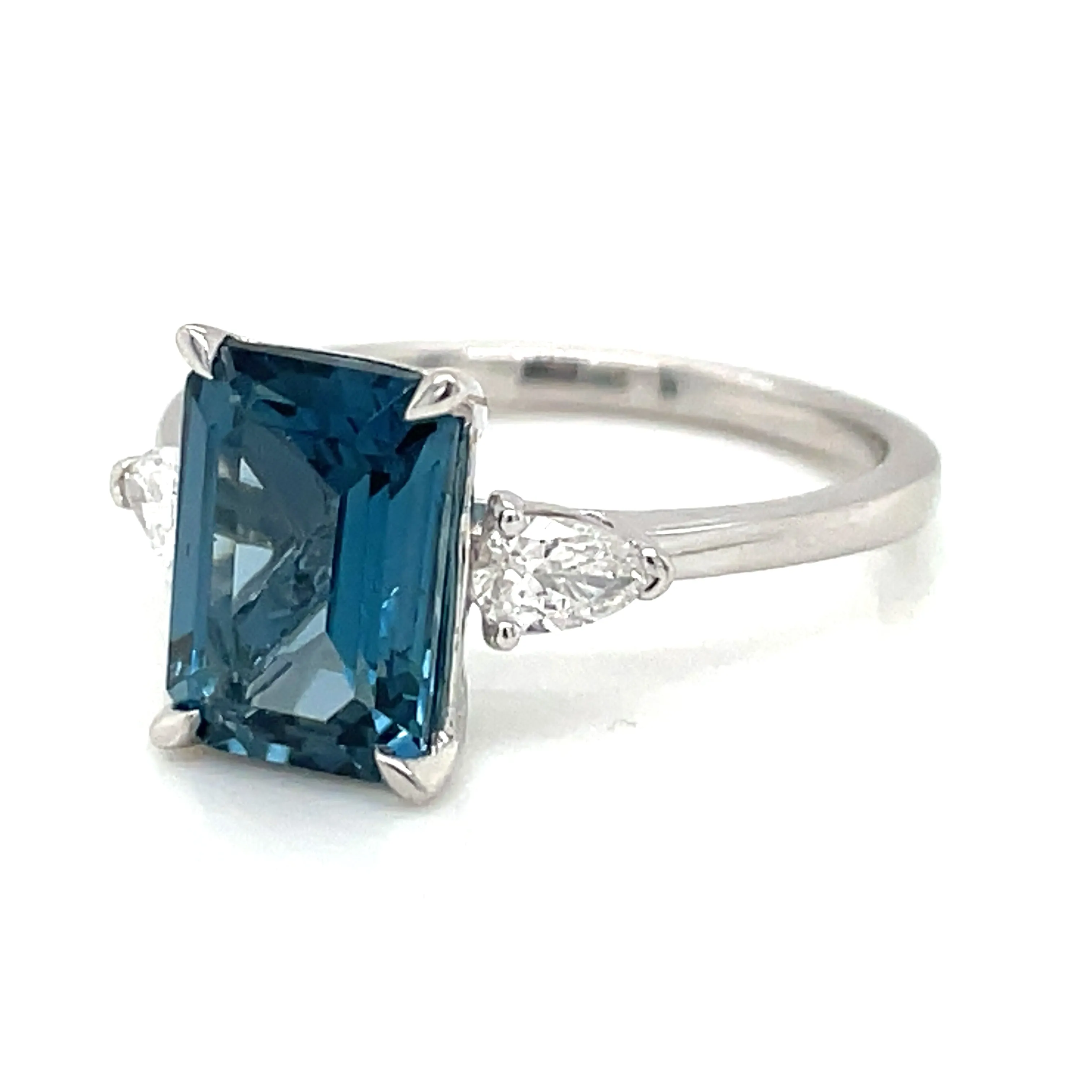 9ct White Gold Earth Grown London Blue Topaz and Diamond Ring