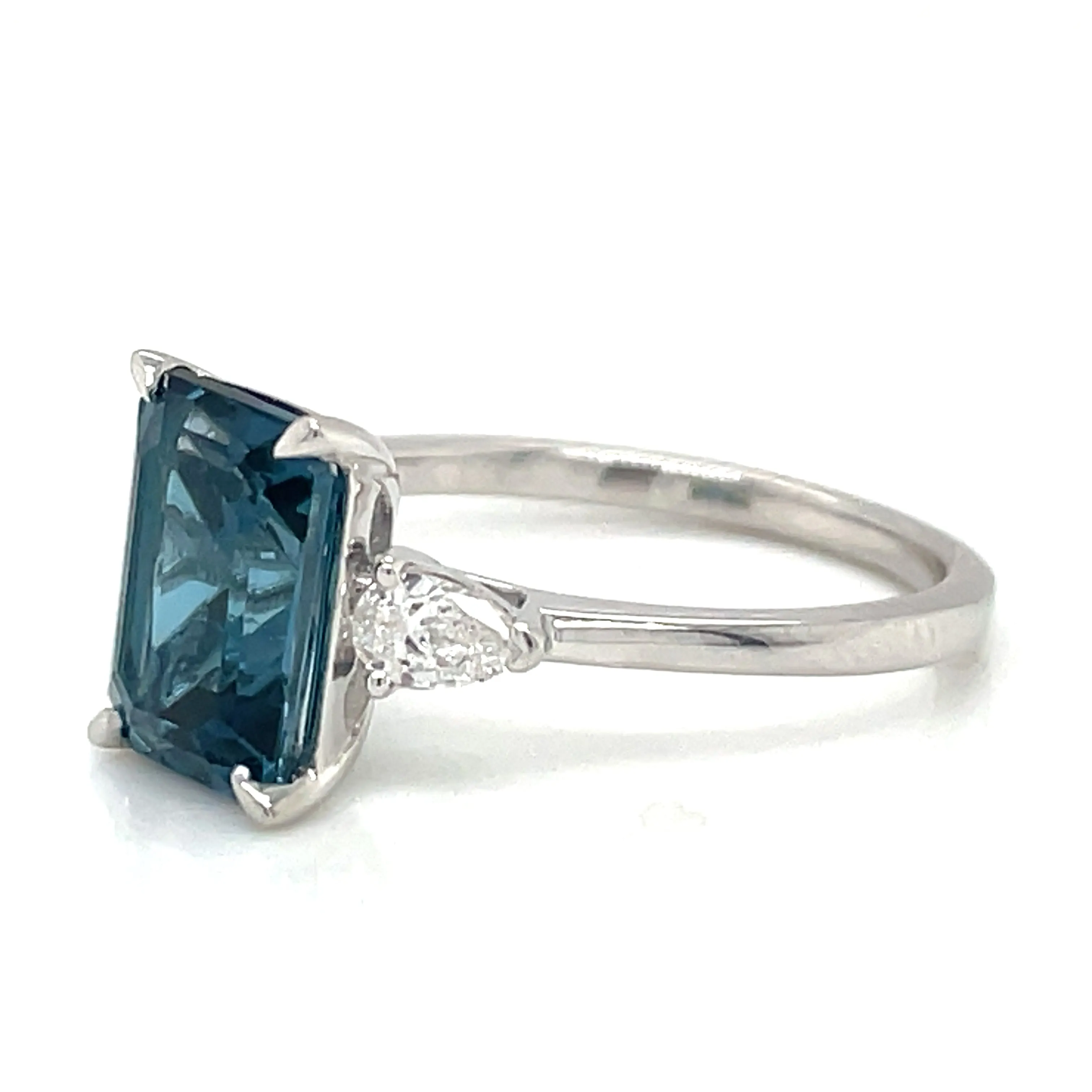 9ct White Gold Earth Grown London Blue Topaz and Diamond Ring