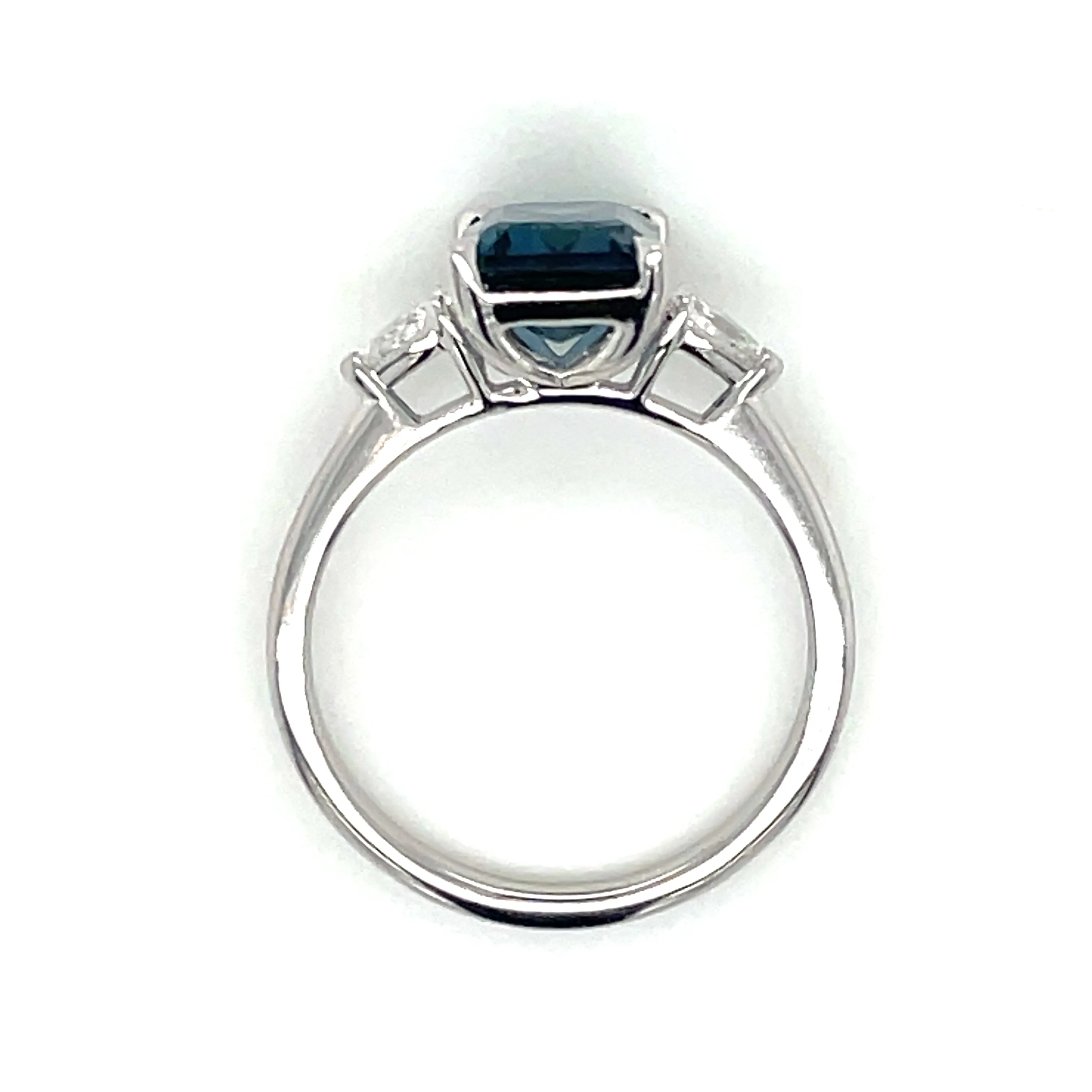 9ct White Gold Earth Grown London Blue Topaz and Diamond Ring