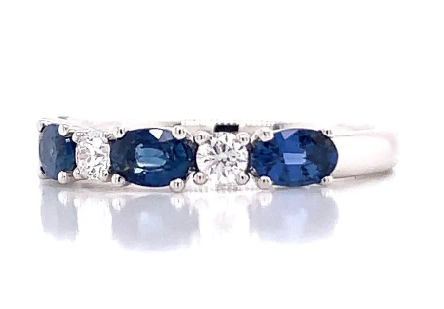 9ct White Gold Earth Grown Oval Sapphire And Diamond Ring