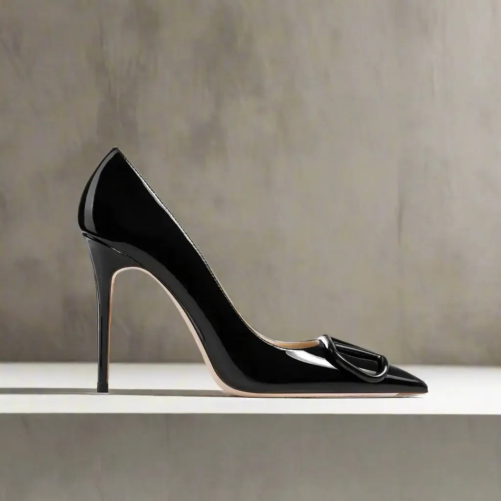 Adora Black Patent Leather Heels