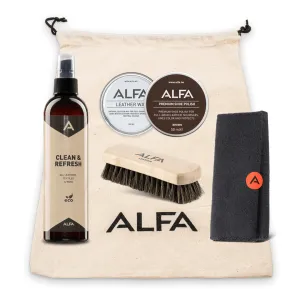 ALFA Shoe maintenance kit full-grain leather, brown