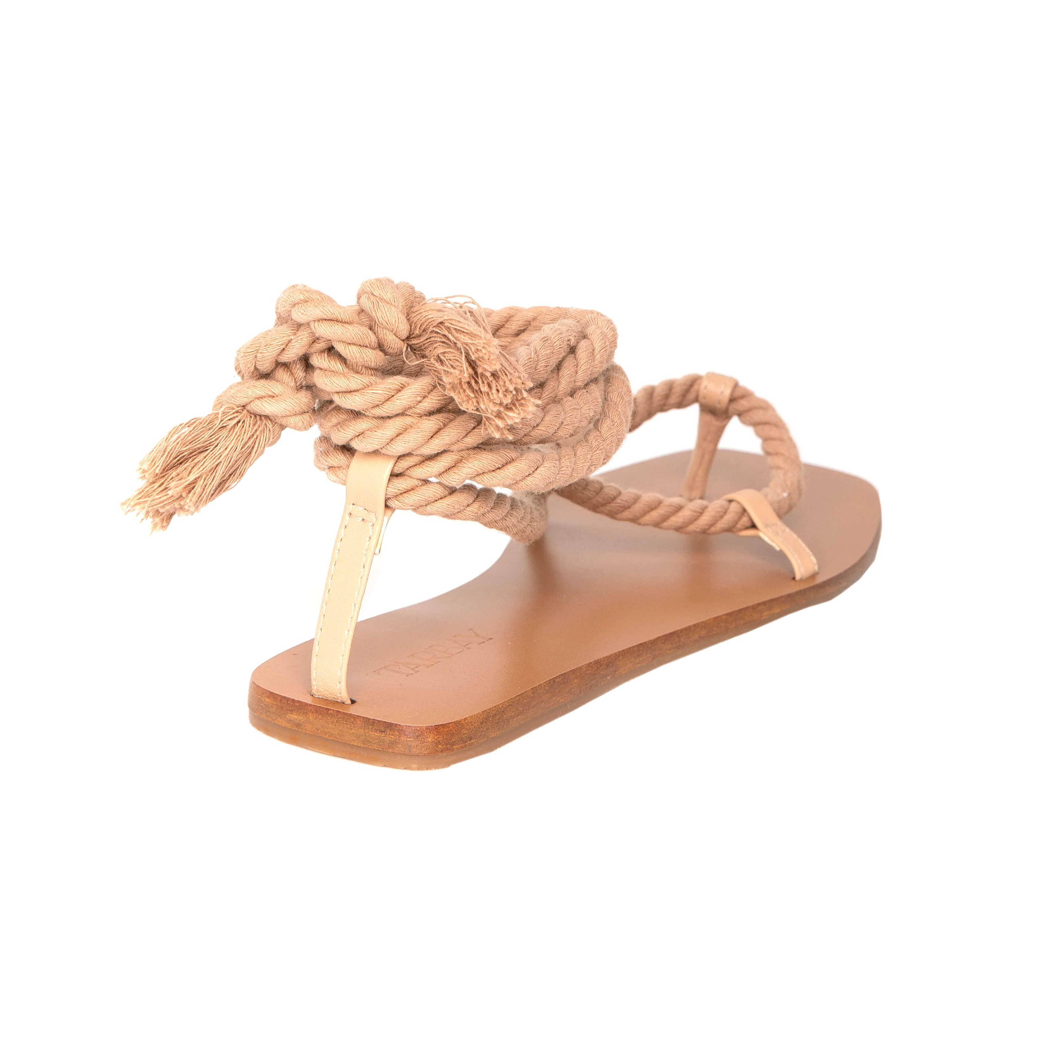 Arenisca Lace Up Flat Leather Sandals - Camel