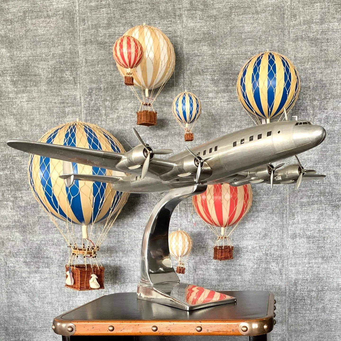 Authentic Models Floating The Skies, Blue - Hot Air Balloon Hanging Decor - 13cm