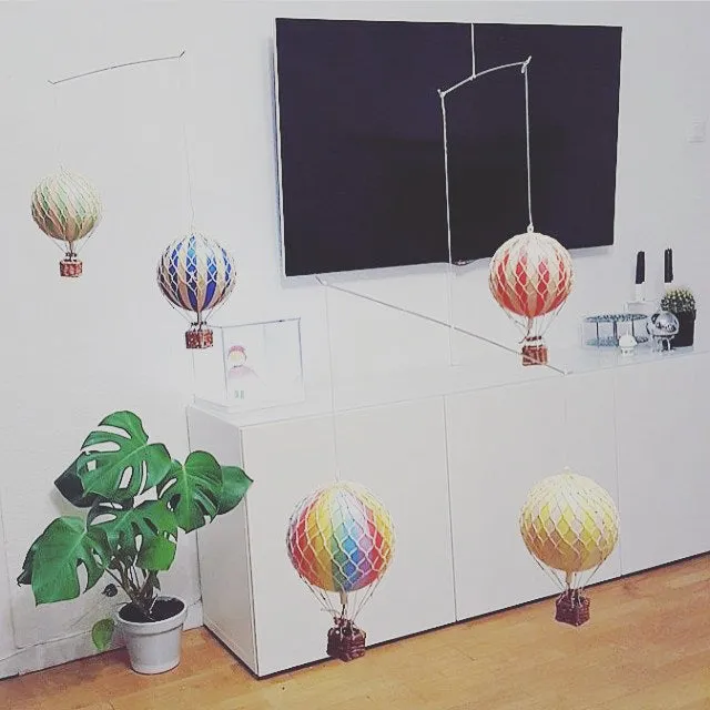 Authentic Models Floating The Skies, Rainbow - Hot Air Balloon Hanging Decor - 13cm