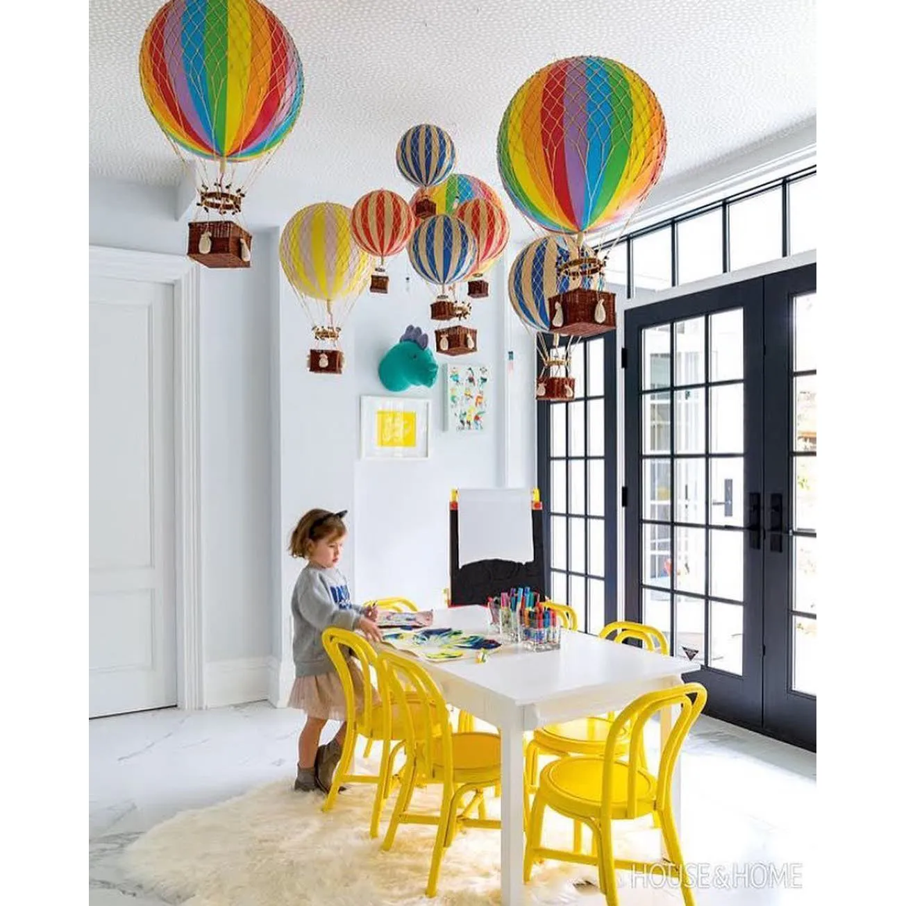 Authentic Models Floating The Skies, Rainbow - Hot Air Balloon Hanging Decor - 13cm