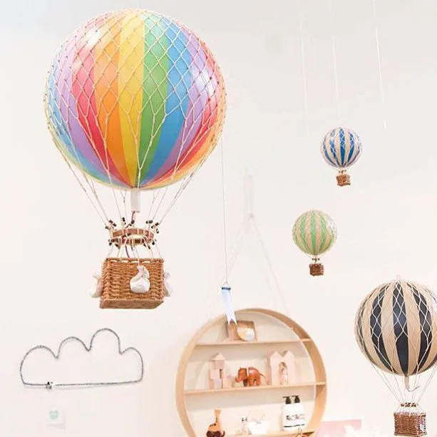 Authentic Models Floating The Skies, Rainbow - Hot Air Balloon Hanging Decor - 13cm