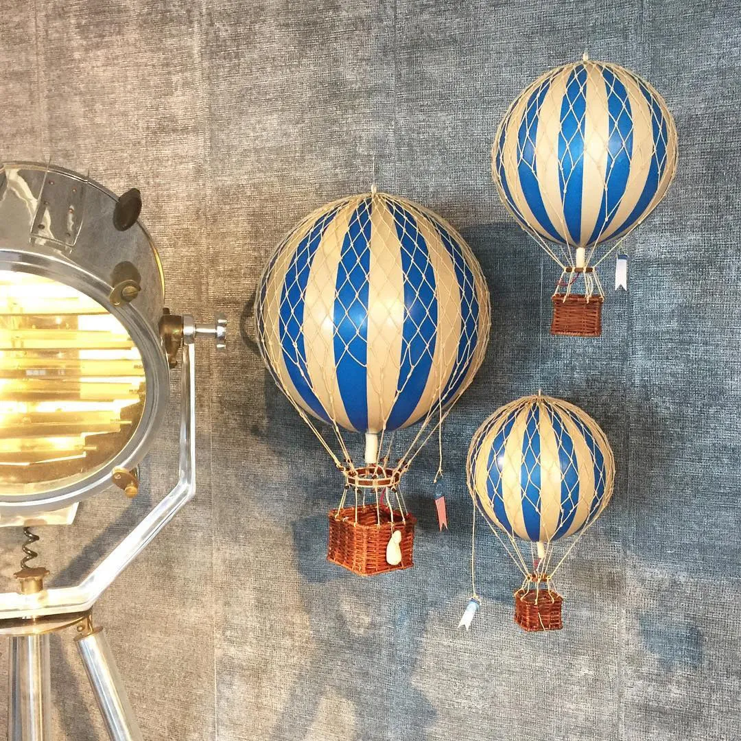 Authentic Models Travels Light, Blue - Hot Air Balloon Hanging Decor - 30cm