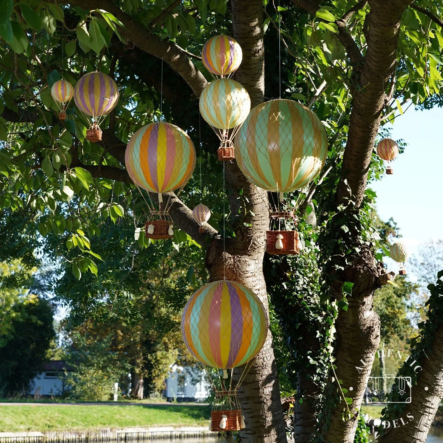 Authentic Models Travels Light, Mint - Hot Air Balloon Hanging Decor - 30cm