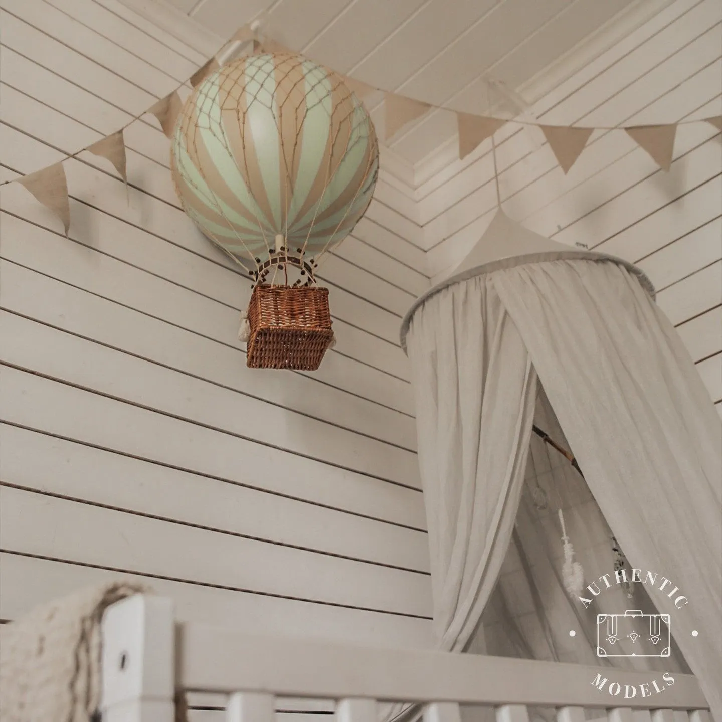 Authentic Models Travels Light, Rainbow Pastel - Hot Air Balloon Hanging Decor - 30cm