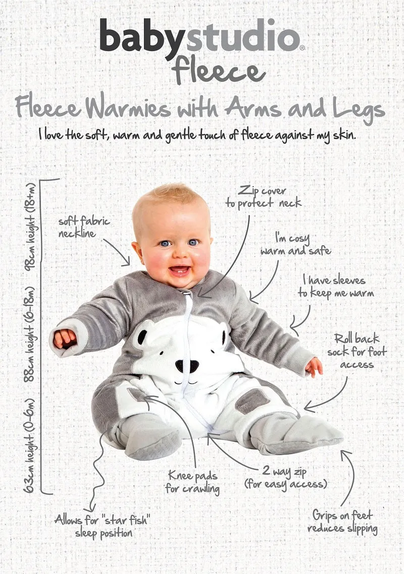 Baby Studio Fleece Warmies With Arms And Legs 3.0 TOG - Polar Bear