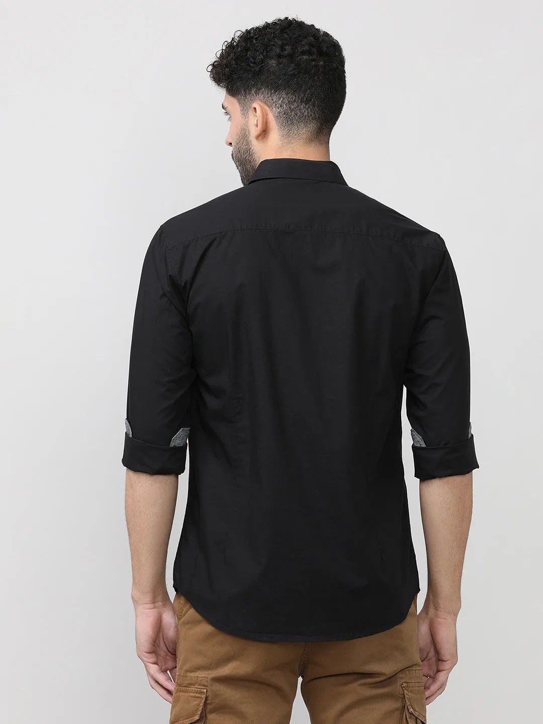 Black Poplin Shirt Without Pocket