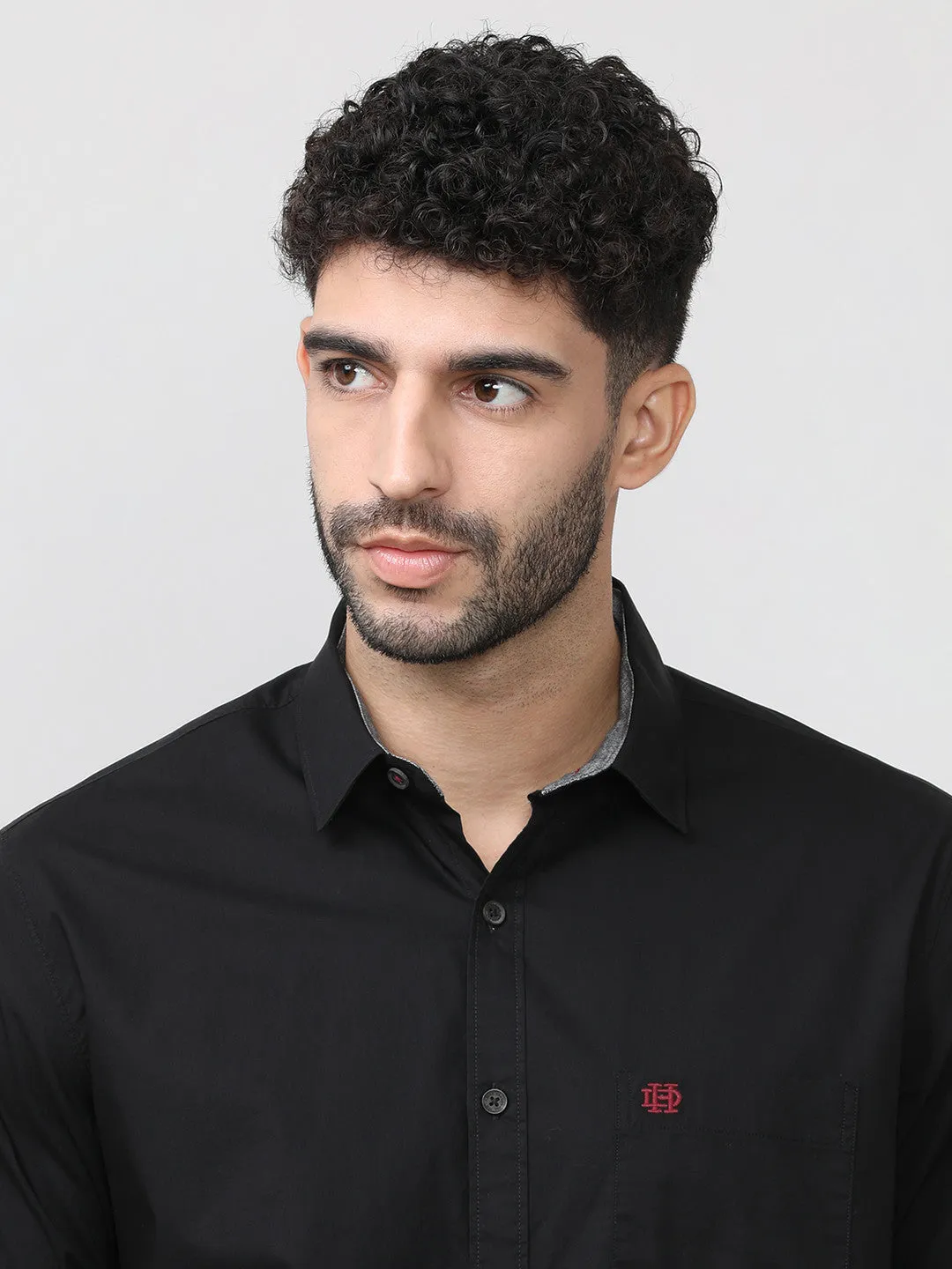 Black Poplin Shirt Without Pocket