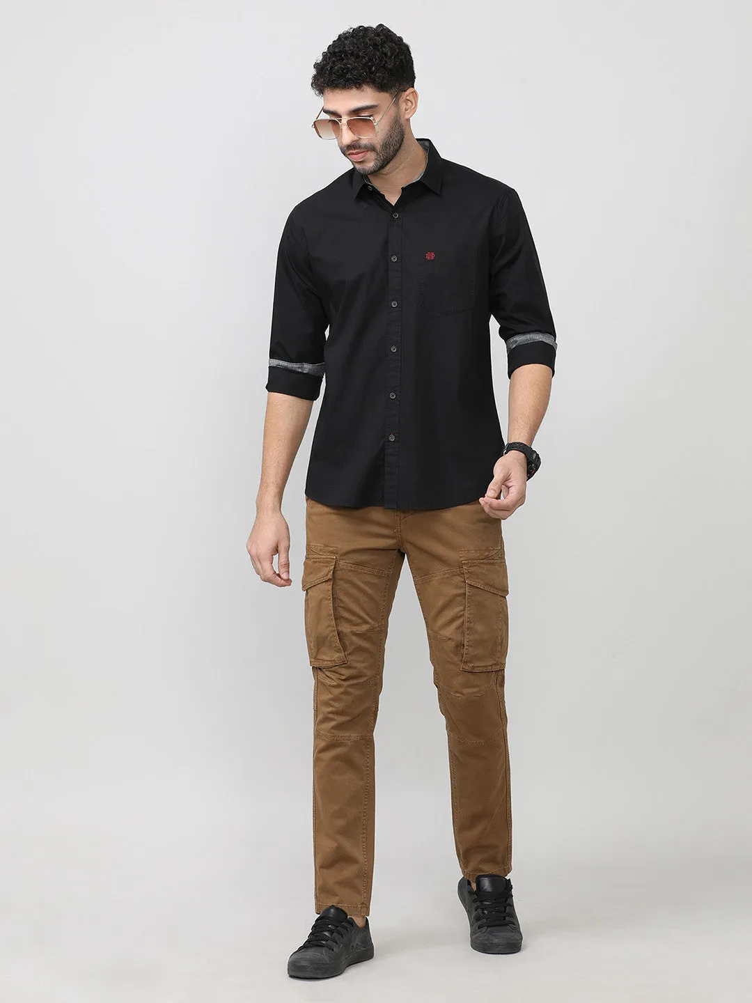 Black Poplin Shirt Without Pocket