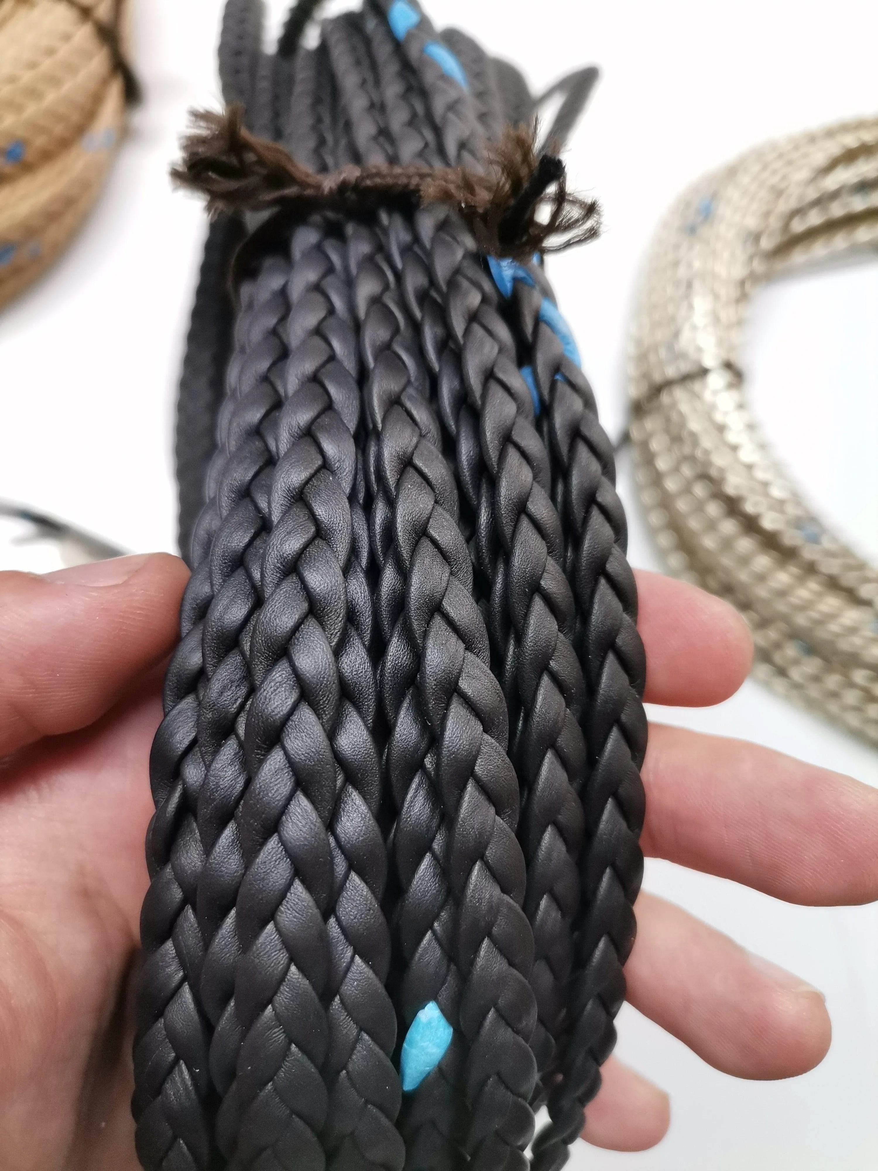 Braided leather straps, Knitted leather straps 0,8mm, Leather straps for DIY, Leather strips, Bracelet leather width 0,8mm(2oz)
