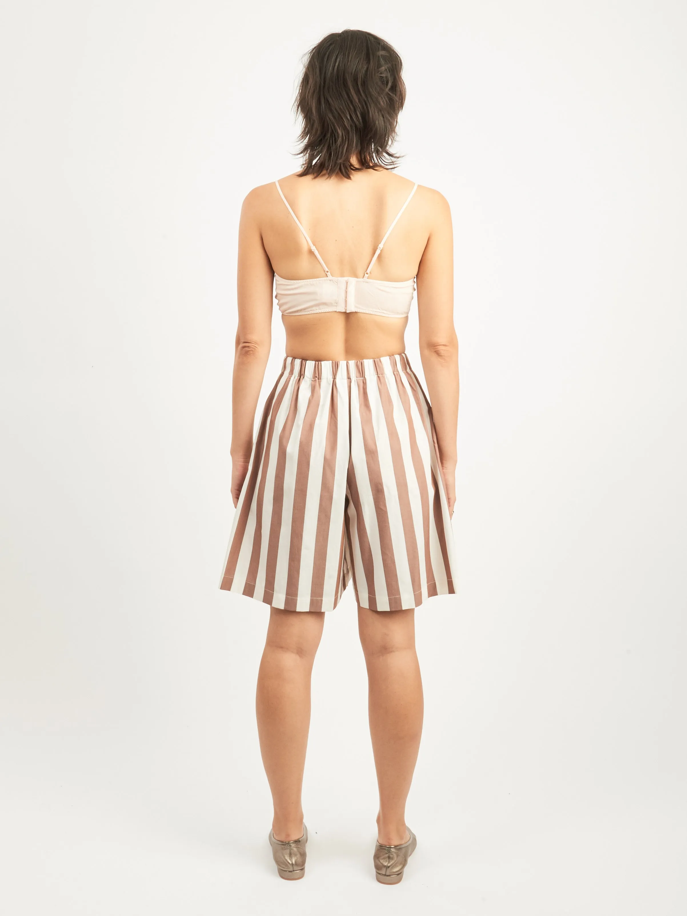 Brown White Stripe Stave Shorts