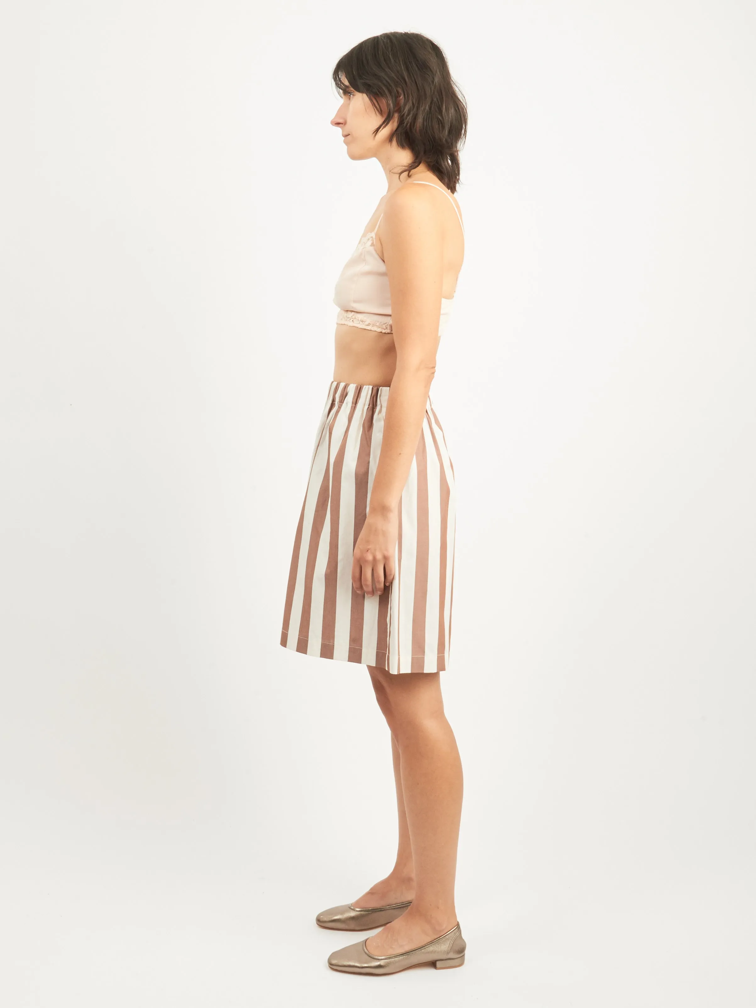 Brown White Stripe Stave Shorts