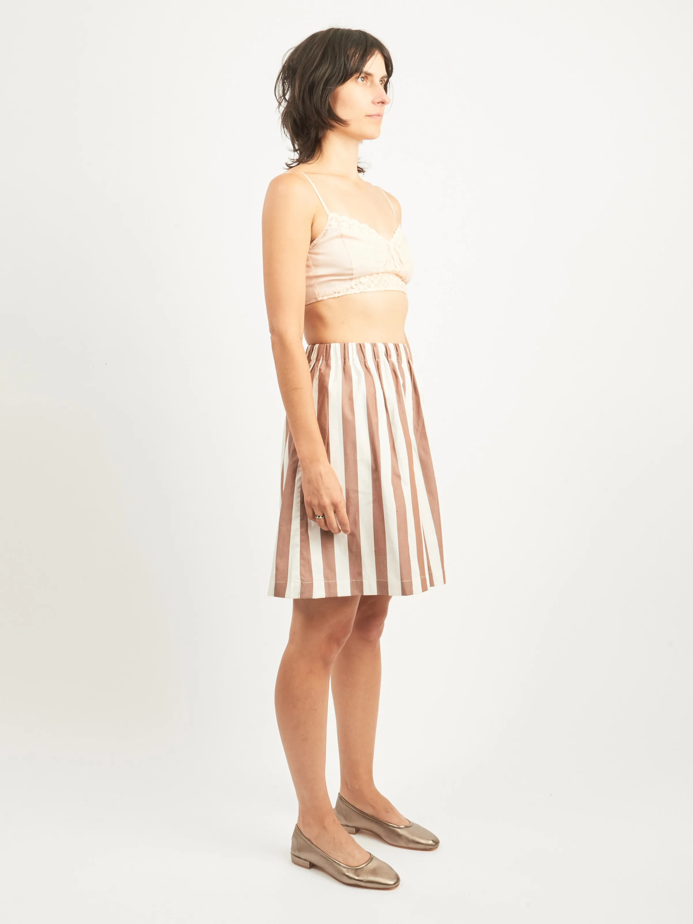 Brown White Stripe Stave Shorts