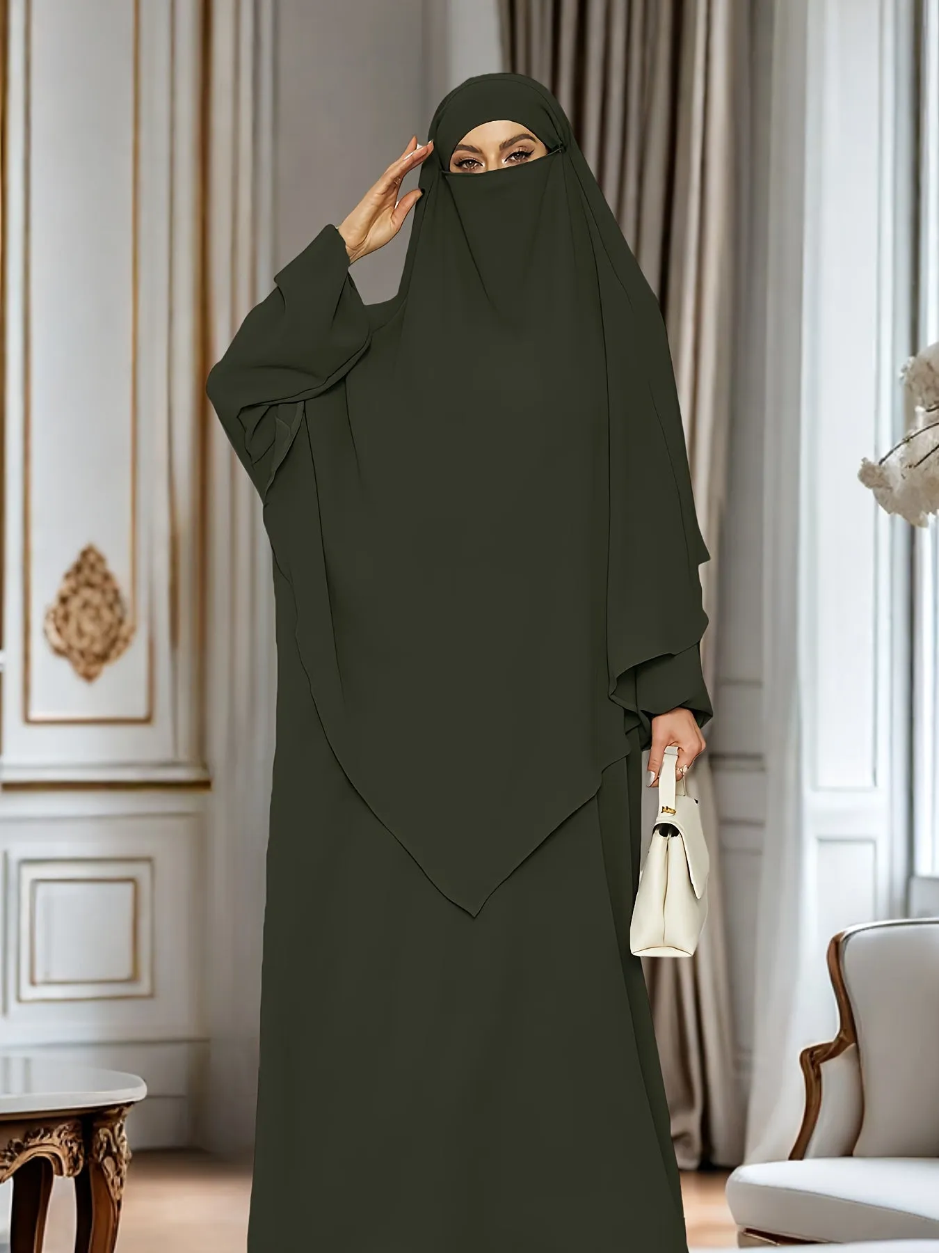 Chic Modest Long Sleeve Hijab Dress - Comfortable & Stylish Solid Color Crew Neck - Loose Fit for Casual Daily Wear - Perfect for Fashion-Conscious Women
