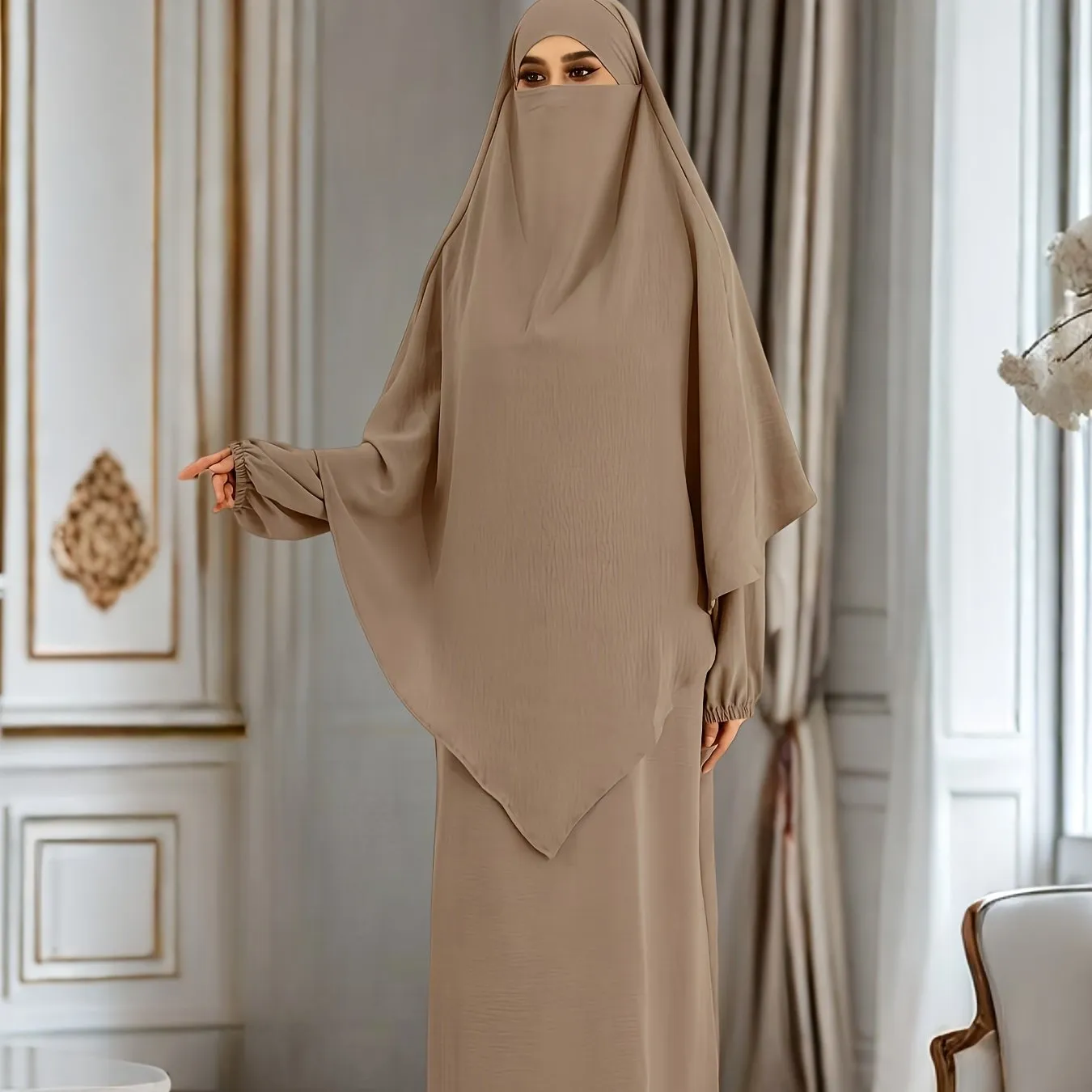 Chic Modest Long Sleeve Hijab Dress - Comfortable & Stylish Solid Color Crew Neck - Loose Fit for Casual Daily Wear - Perfect for Fashion-Conscious Women