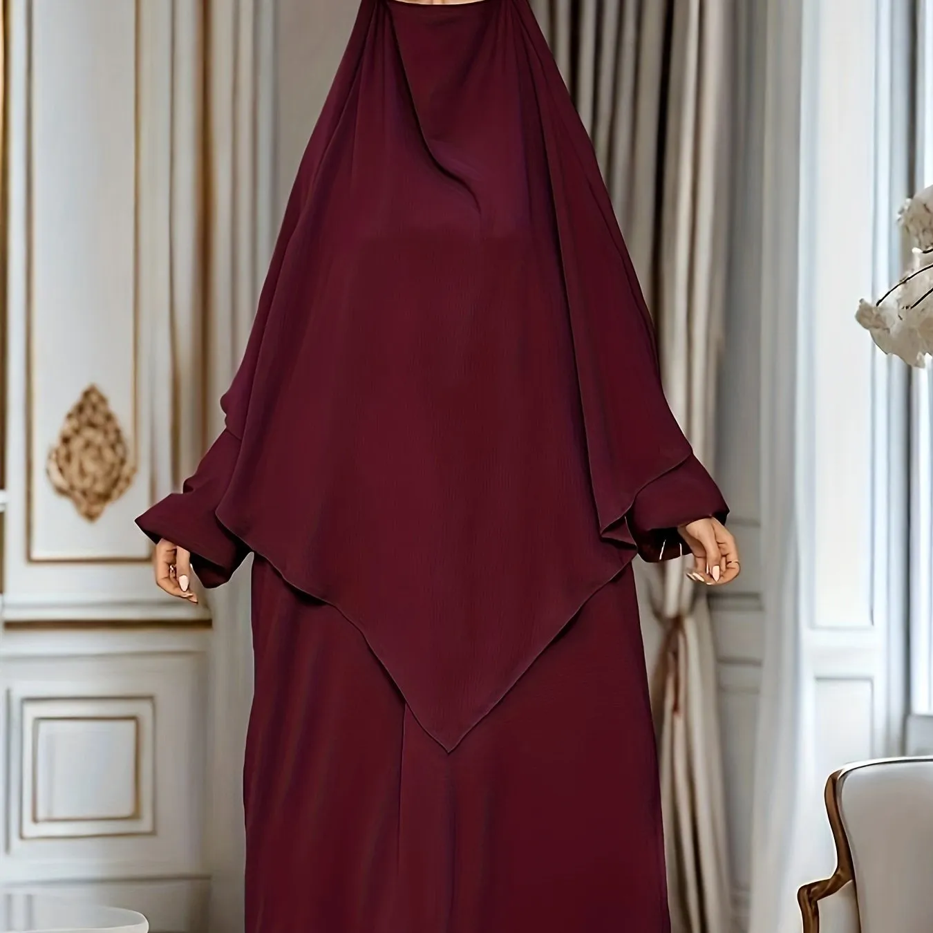 Chic Modest Long Sleeve Hijab Dress - Comfortable & Stylish Solid Color Crew Neck - Loose Fit for Casual Daily Wear - Perfect for Fashion-Conscious Women
