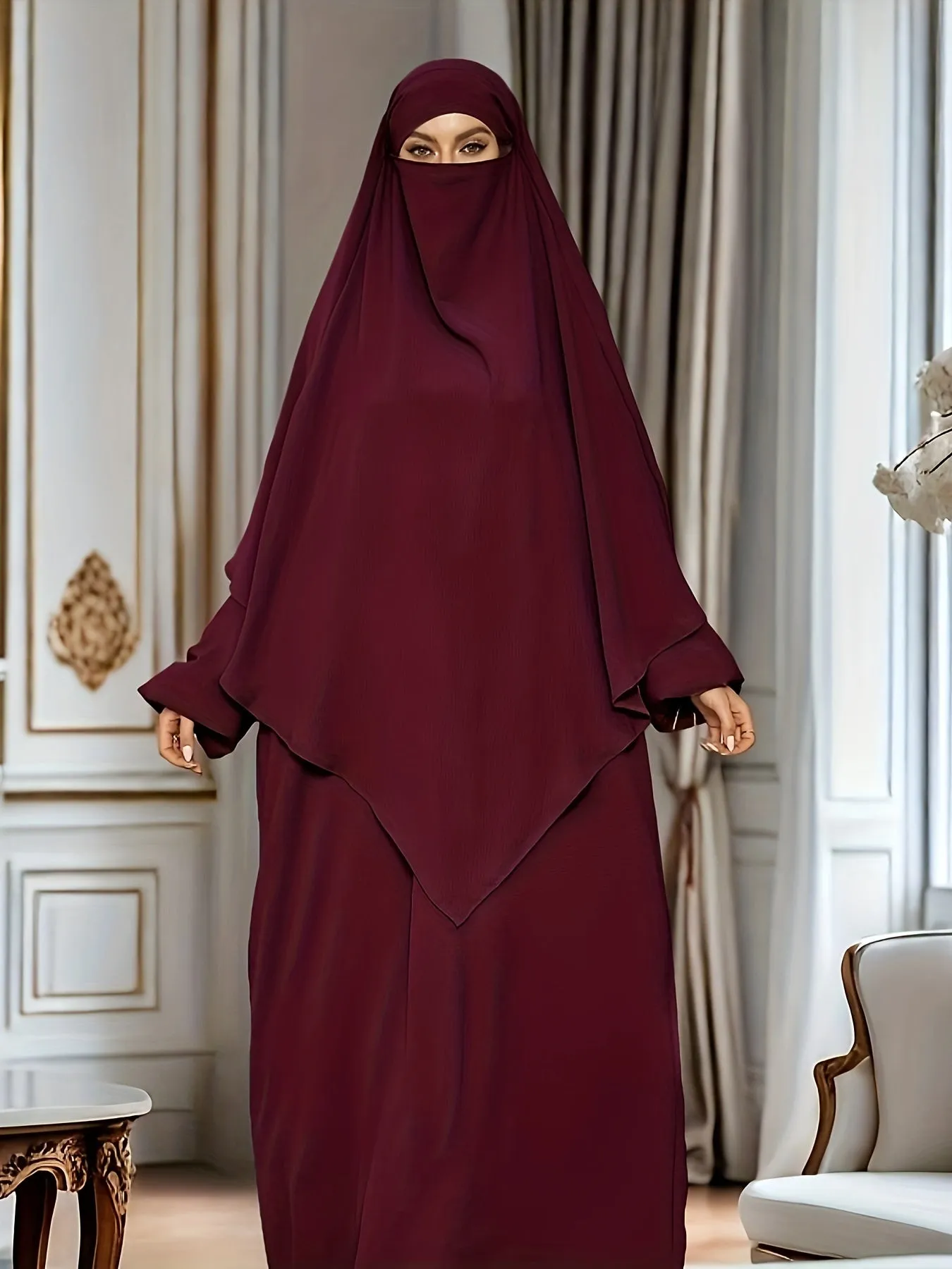 Chic Modest Long Sleeve Hijab Dress - Comfortable & Stylish Solid Color Crew Neck - Loose Fit for Casual Daily Wear - Perfect for Fashion-Conscious Women