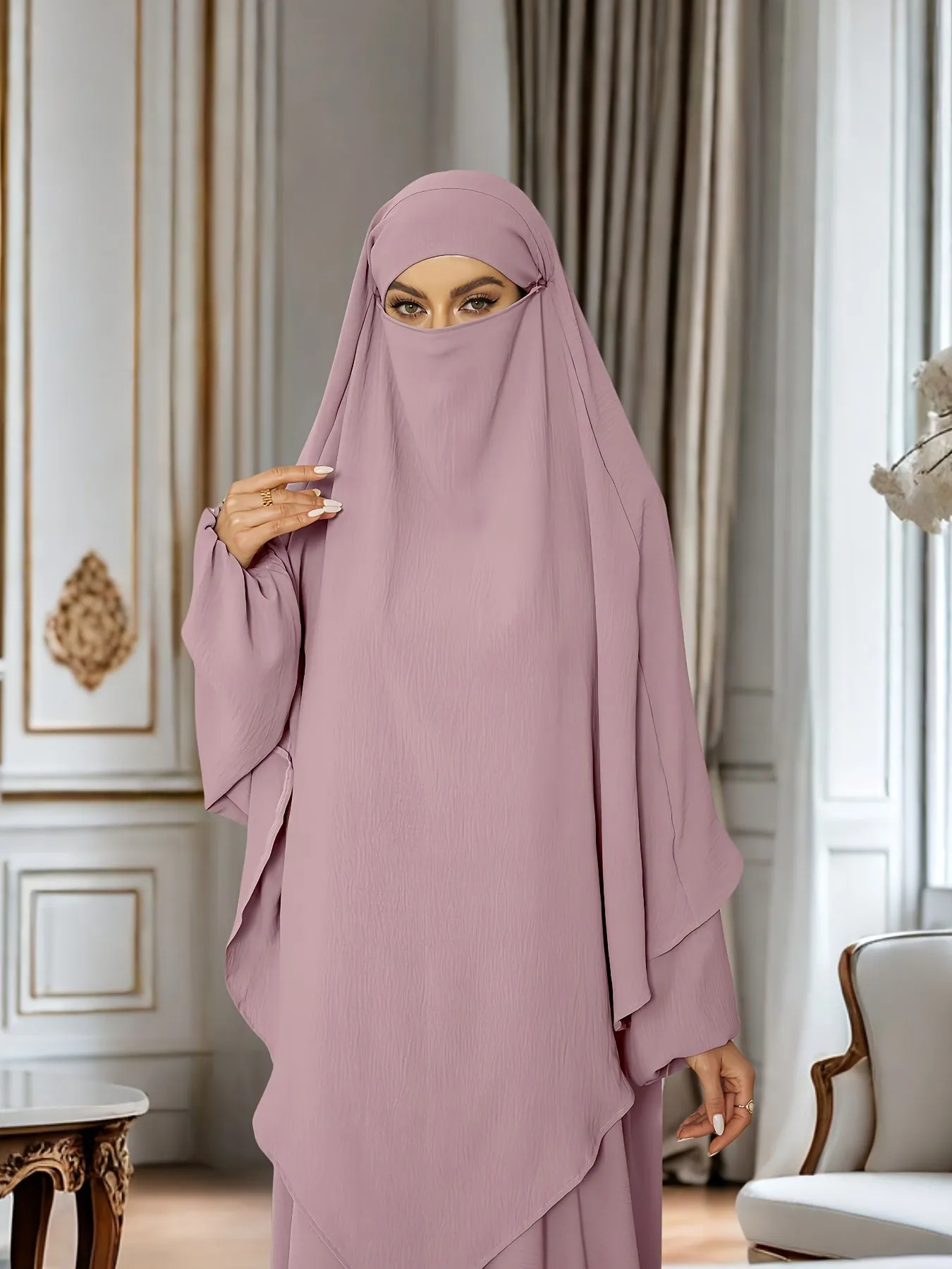 Chic Modest Long Sleeve Hijab Dress - Comfortable & Stylish Solid Color Crew Neck - Loose Fit for Casual Daily Wear - Perfect for Fashion-Conscious Women
