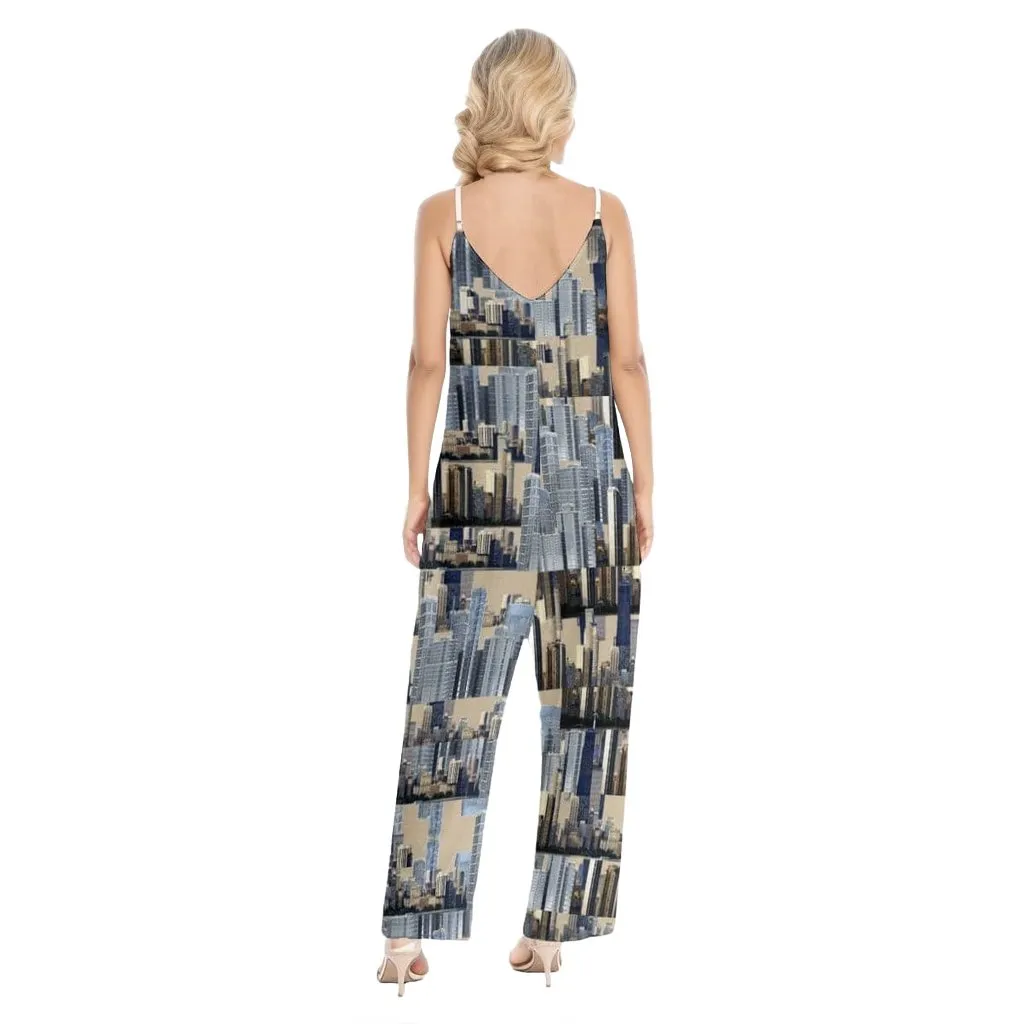 City Blocks Womens Loose Cami Jumpsuit