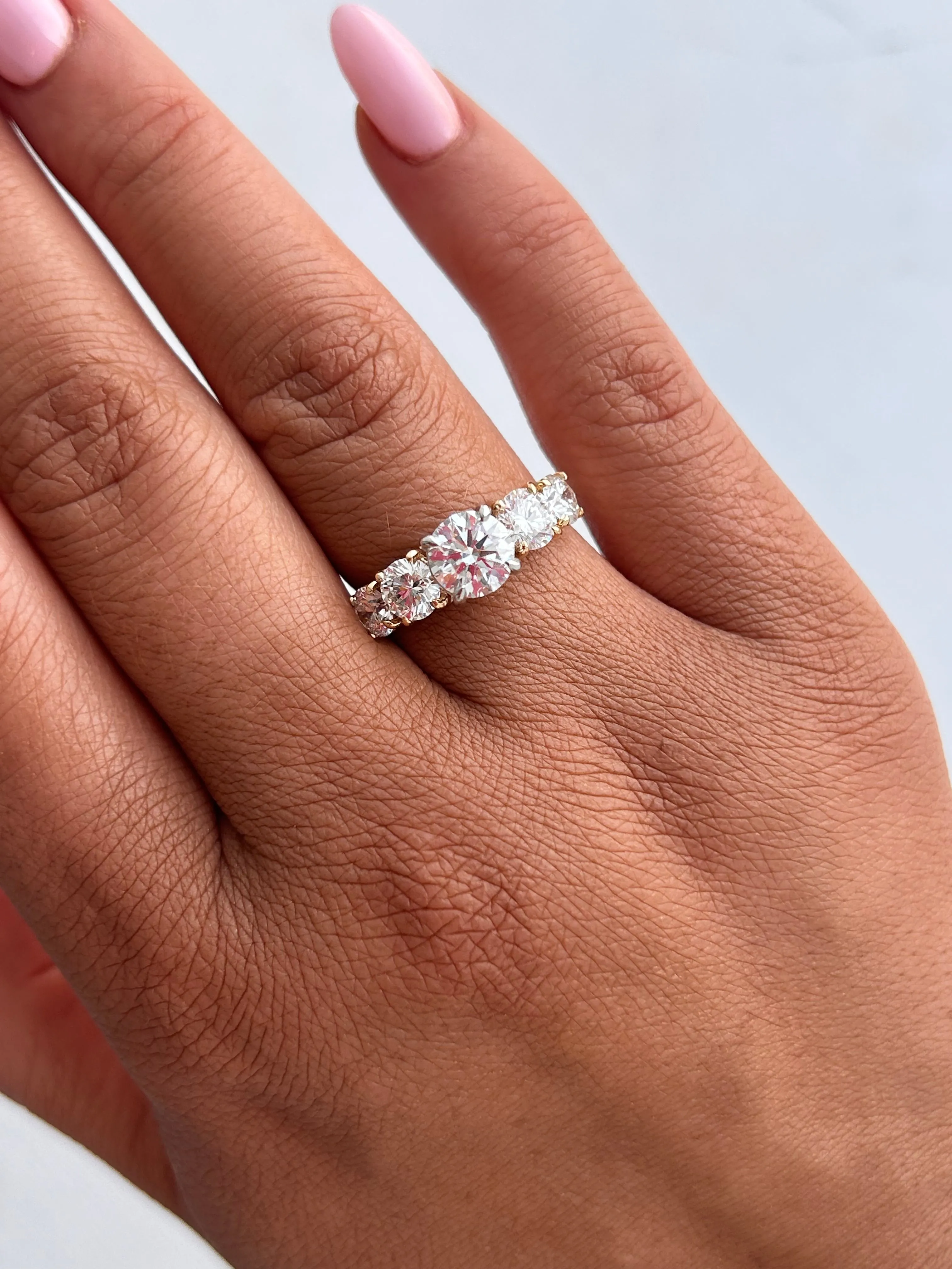 Clara - 18ct Yellow Gold 2.55ct Laboratory Grown Round Tapered Five Stone Diamond Engagement Ring