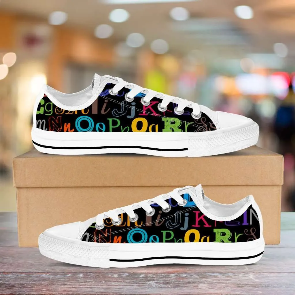 Colorful Alphabet Grade School Teacher Classic Canvas Tennis Shoes