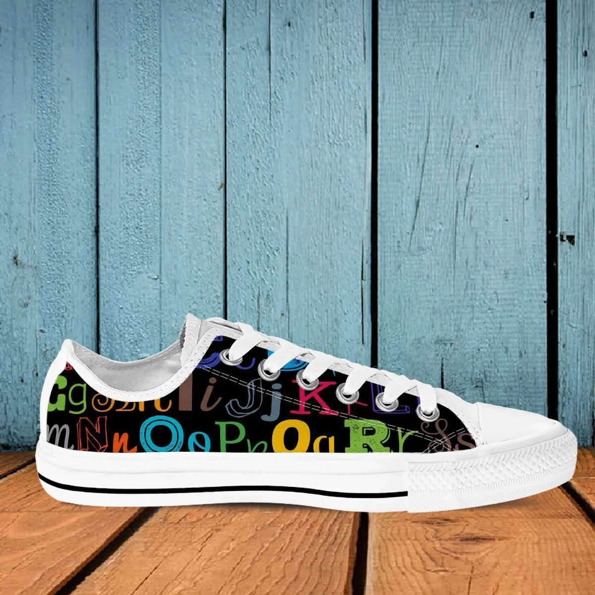 Colorful Alphabet Grade School Teacher Classic Canvas Tennis Shoes