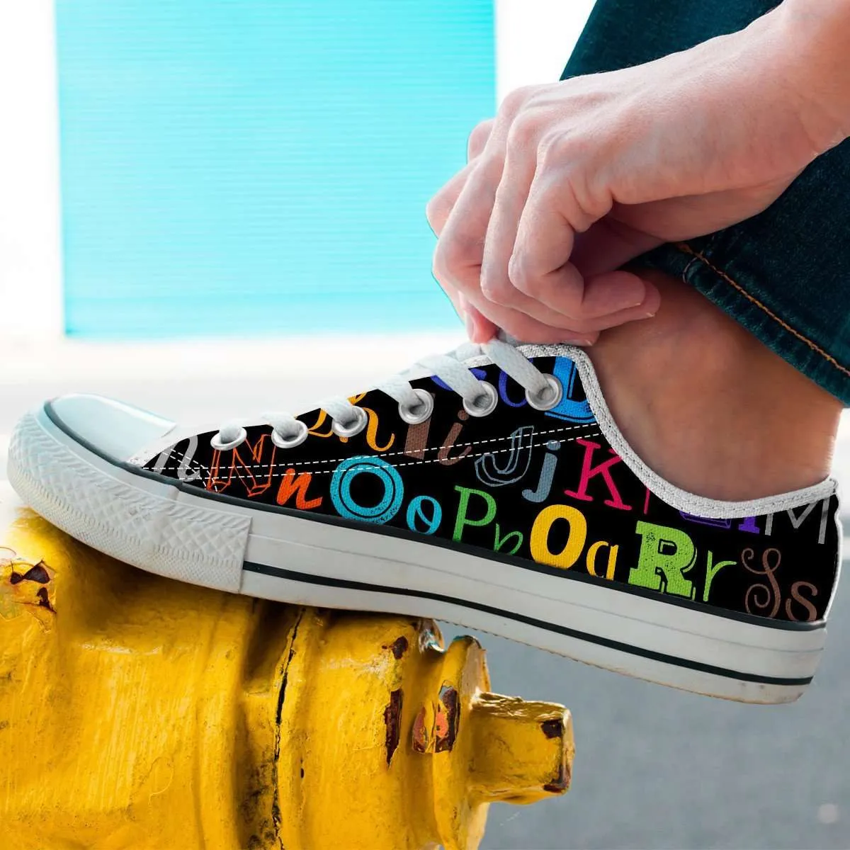 Colorful Alphabet Grade School Teacher Classic Canvas Tennis Shoes