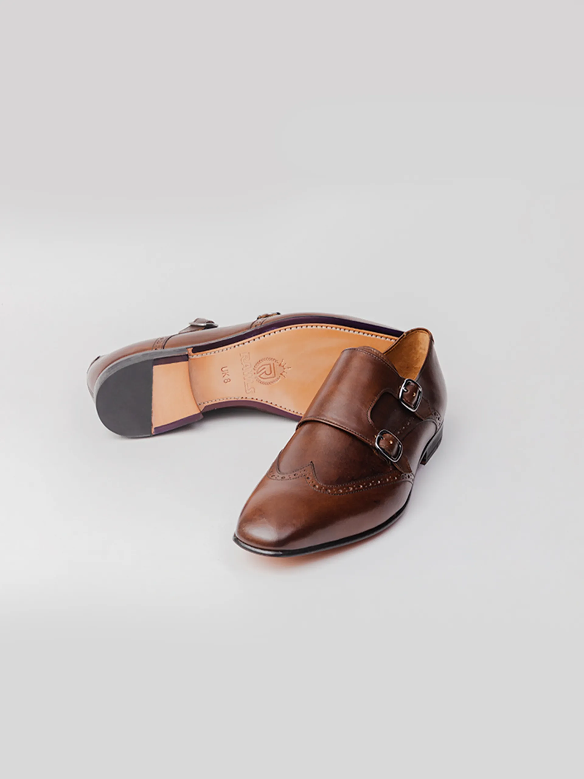 Connor Wingtip Monk straps - Dark Brown