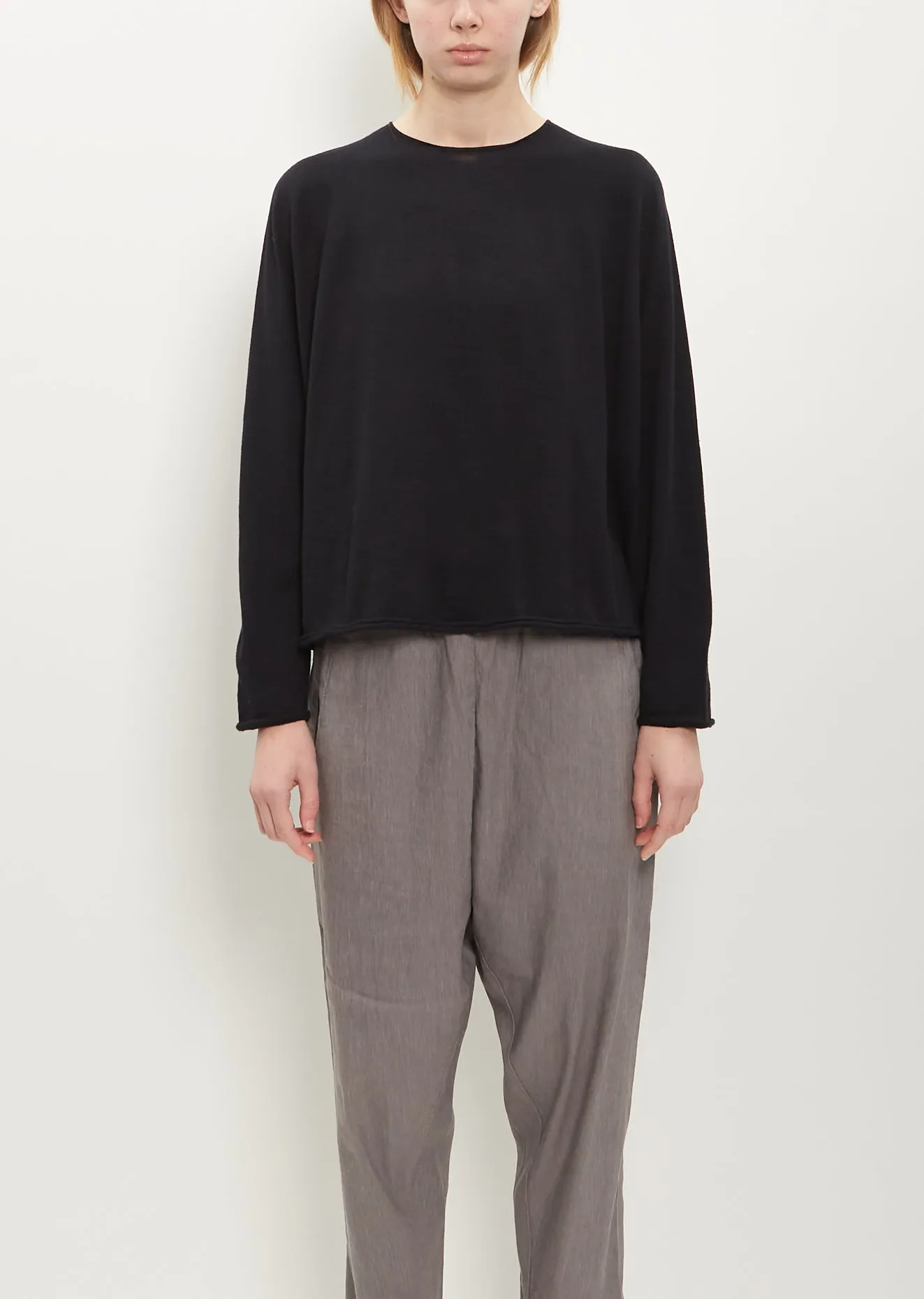 Cotton Linen Pullover — Black