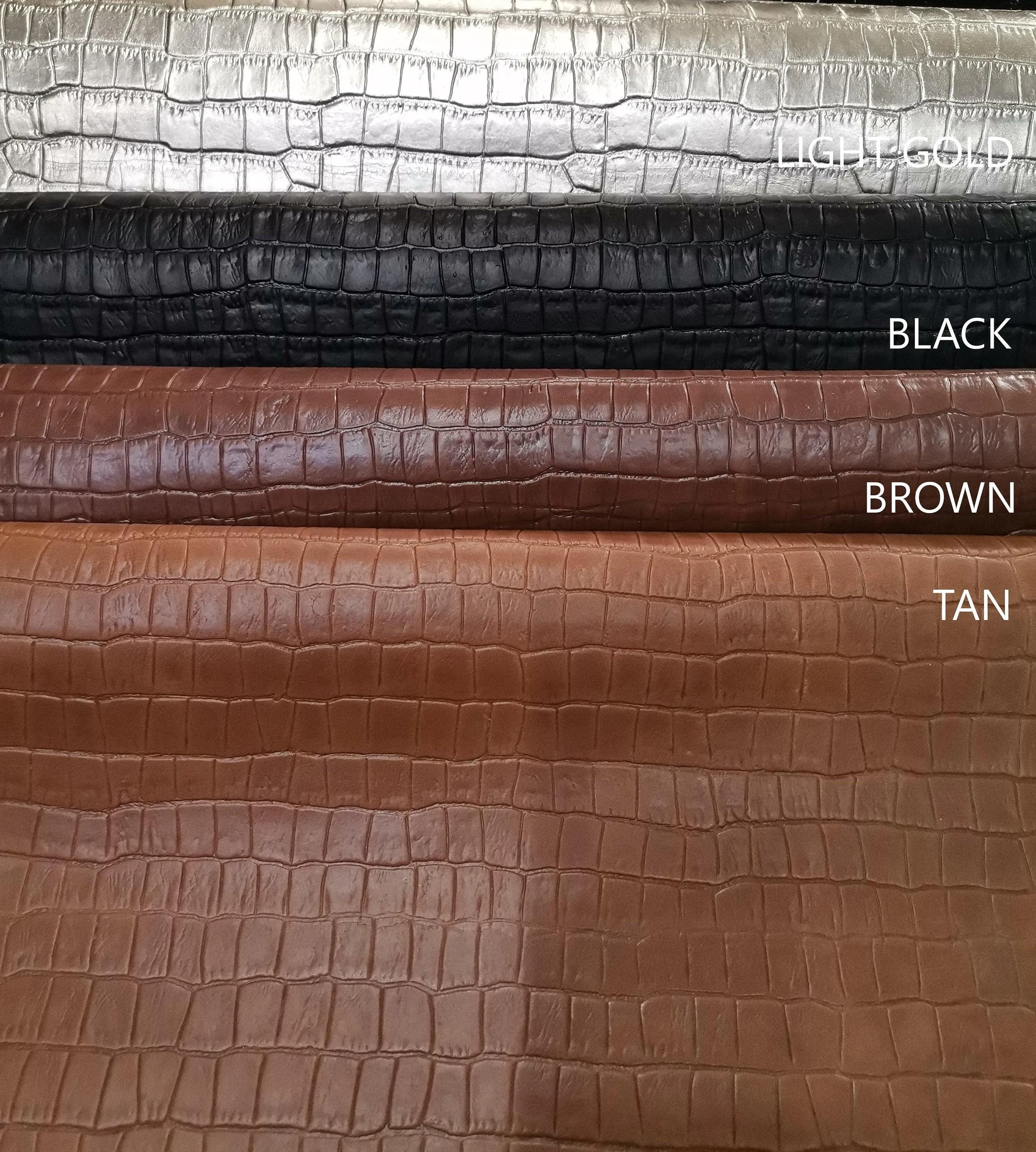 Cow leather printed crocodile effect, genuine cowhide leather sheets alligator embossed, thickness 1,2mm(3 oz)