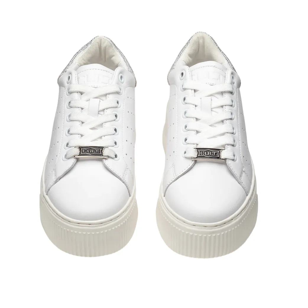 Cult scarpa sneakers da donna in pelle con applicazione glitter Perry 3162 CLW316220 bianco