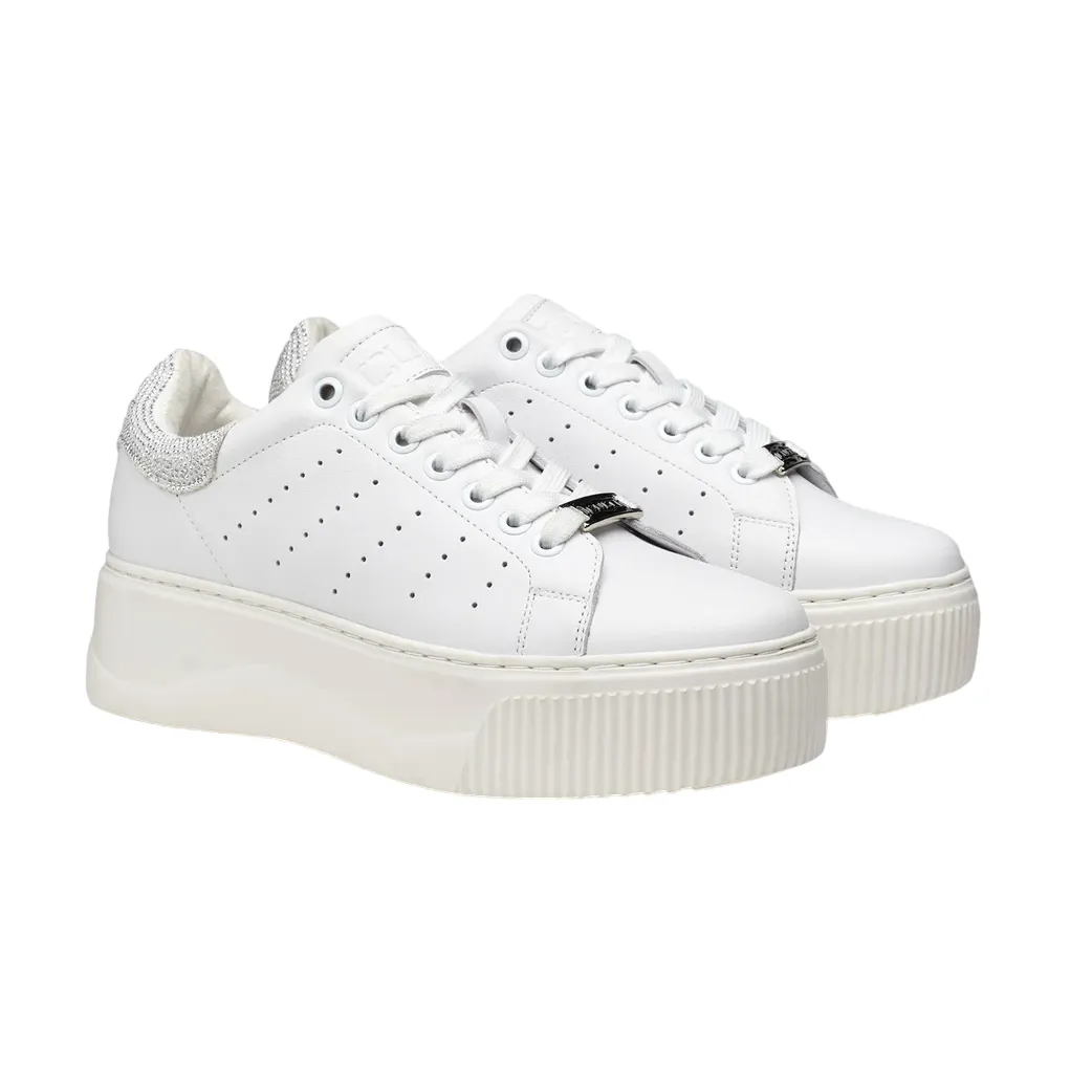Cult scarpa sneakers da donna in pelle con applicazione glitter Perry 3162 CLW316220 bianco