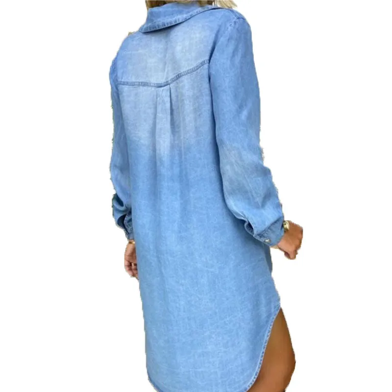 Denim dress with buttons and pockets