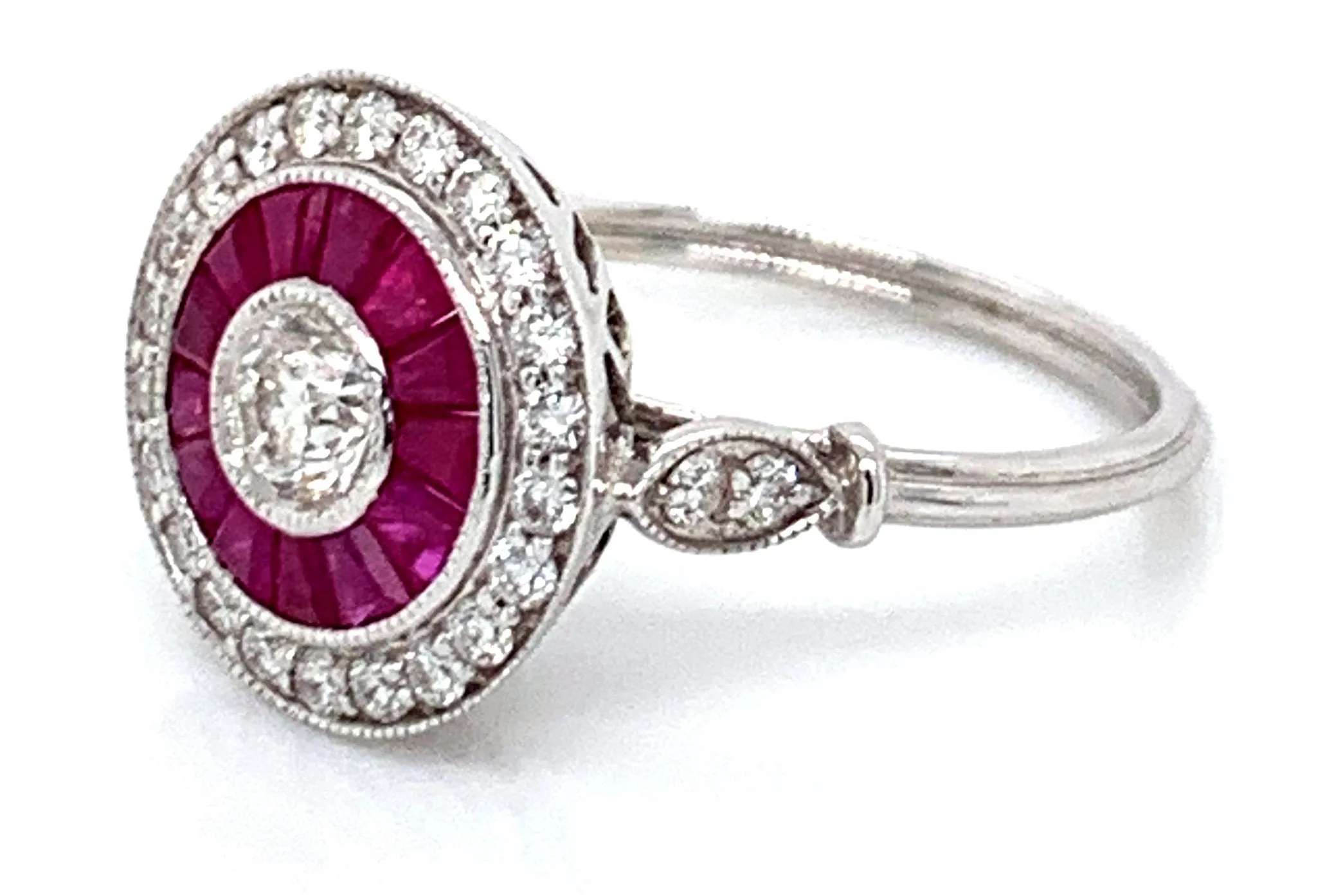 Earth Grown Ruby & Diamond 18ct White Gold Target Ring