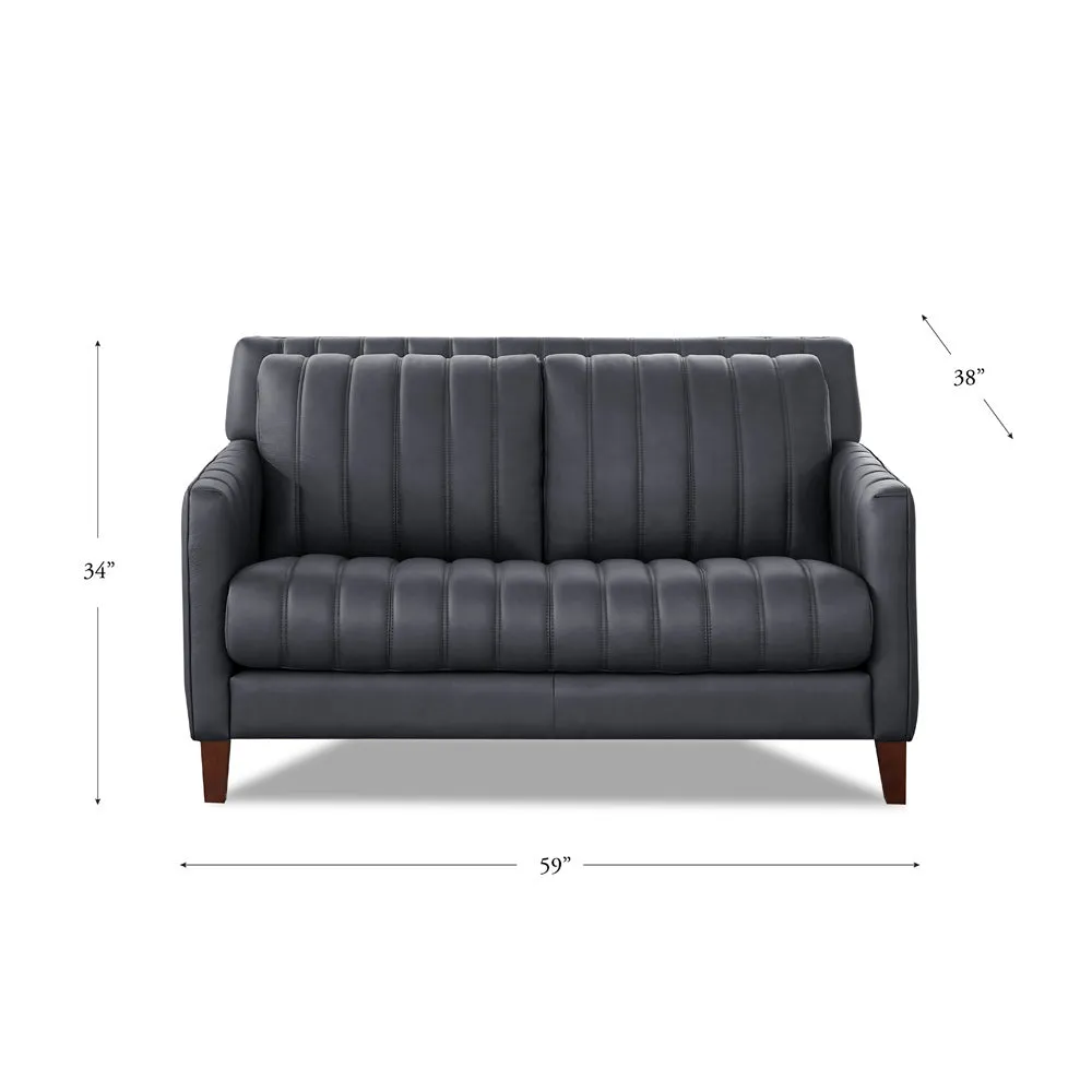 Ennis Leather Loveseat - Gunmetal