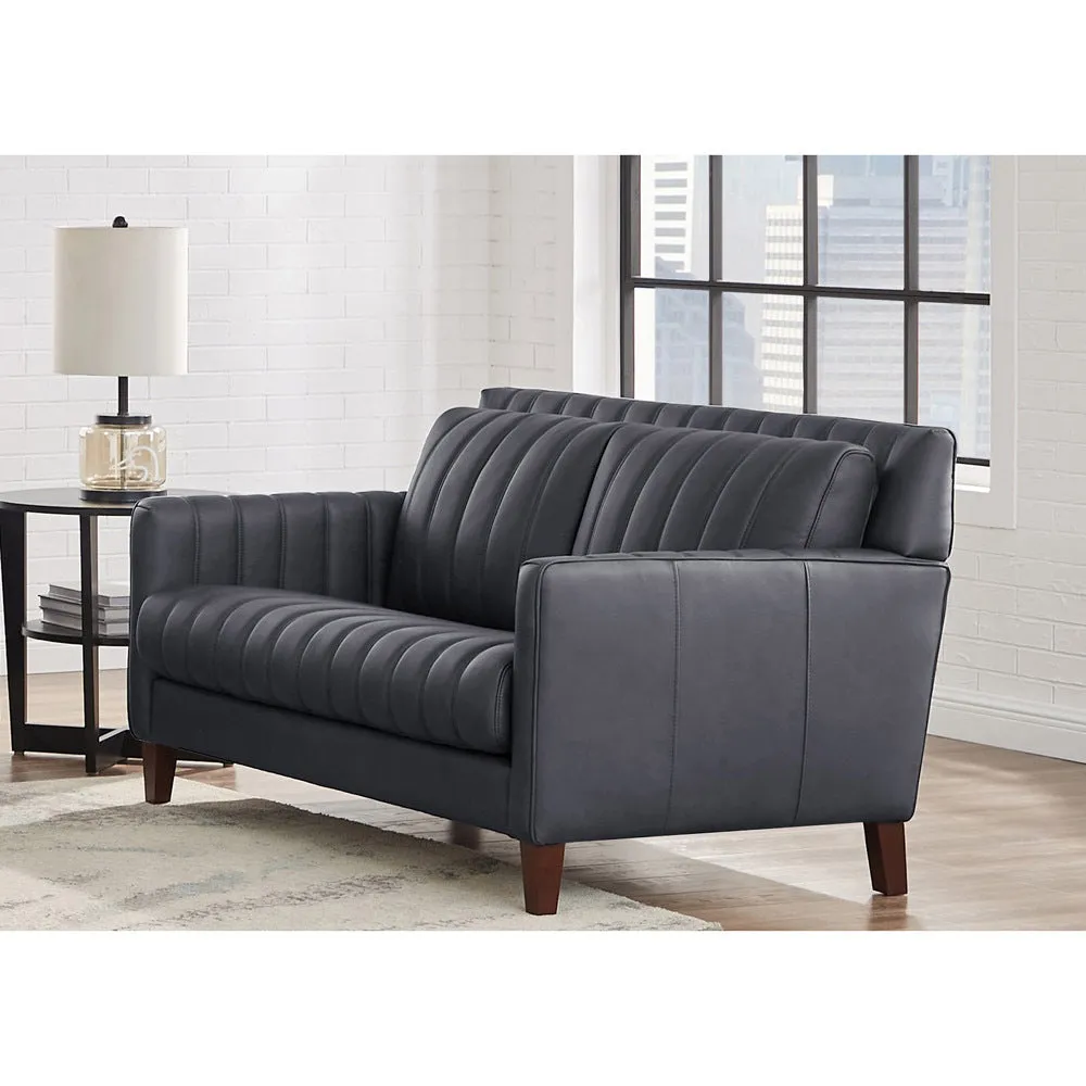 Ennis Leather Loveseat - Gunmetal