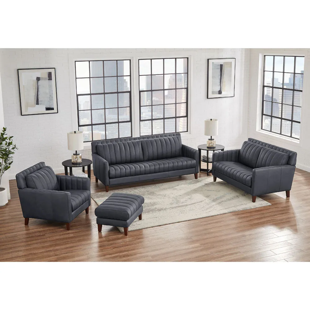 Ennis Leather Loveseat - Gunmetal