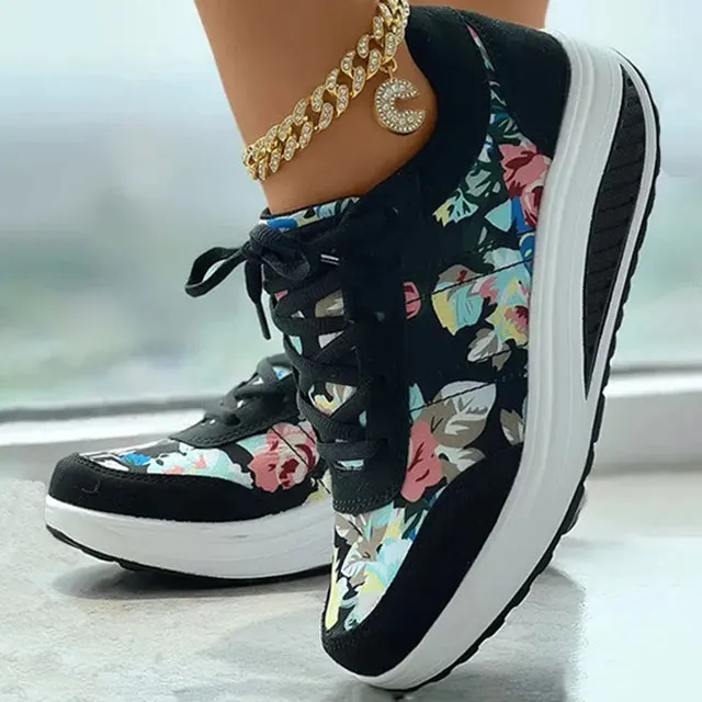 Floral Print Platform Sneakers