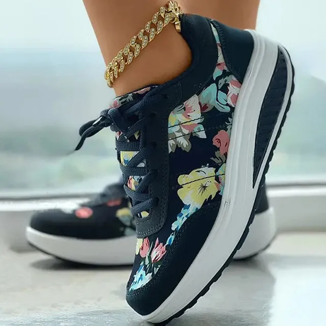 Floral Print Platform Sneakers