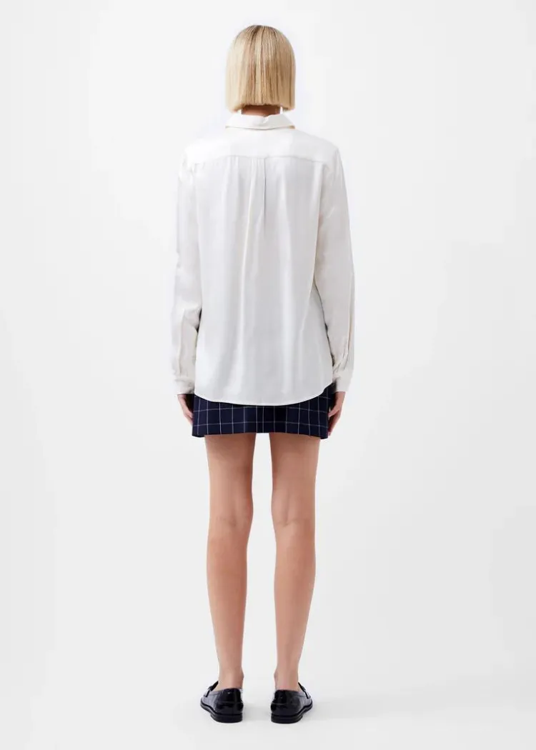 French Connection Ennis Satin Shirt- Classic Cream