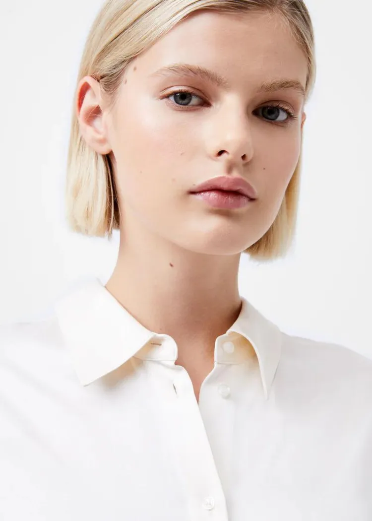 French Connection Ennis Satin Shirt- Classic Cream